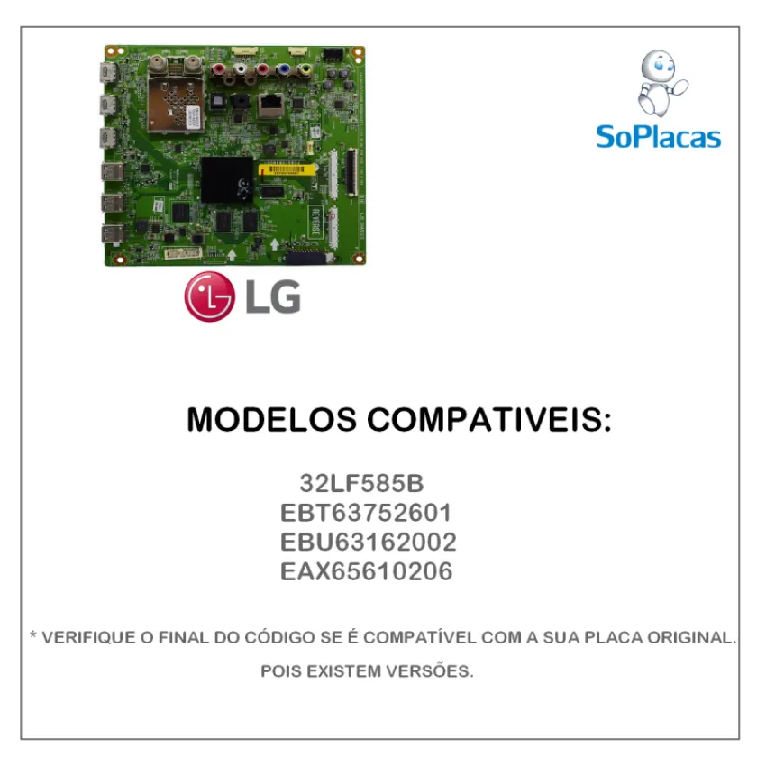 PLACA PRINCIPAL LG 32LF585B EBT63752601 EBU63162002 EAX65610206 | ORIGINAL