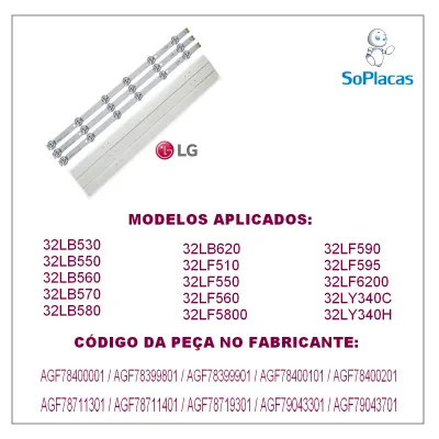 KIT BARRAMENTO LG 32LB550 32LF550 32LB560 32LB570 32LB580 32LB5600 32LB620 32LY340B 32LF510 - AGF78400001 AGF78400201