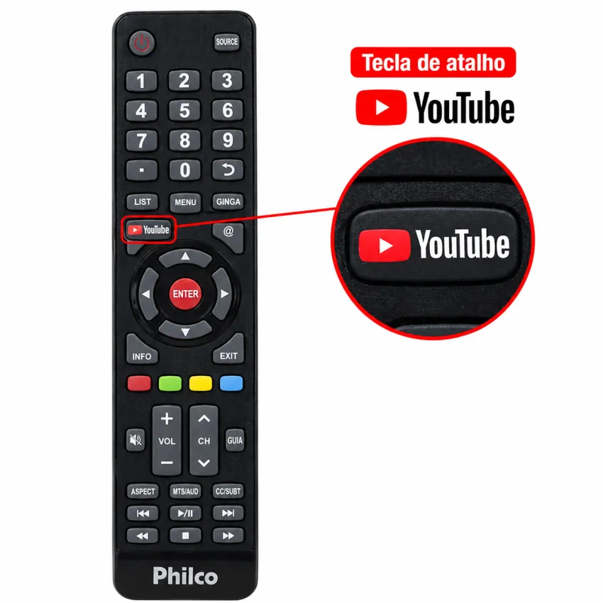 CONTROLE REMOTO PHILCO SMART C/ TECLA YOUTUBE PH42M61DSG PH42M61DSGW  - ORIGINAL