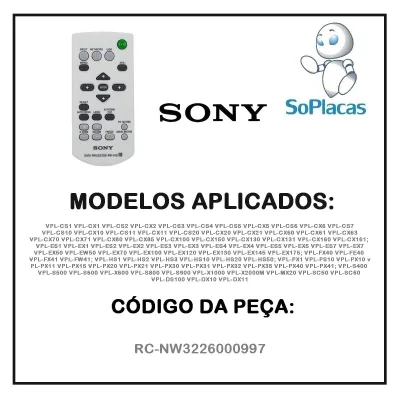 CONTROLE REMOTO SONY PROJETOR ORIGINAL RM-PJ6 148717712 VLP-WE7 VPLDX10 VPLDX11 VPLDX15 VPLES7 VPLEX130 VPLEX7 VPLEX70