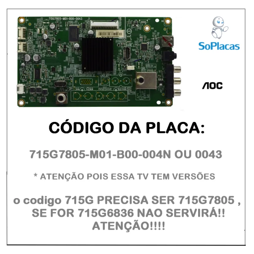 PLACA PRINCIPAL AOC LE32H1461/20 LE32H1461 715G7805-M01-B00-0043