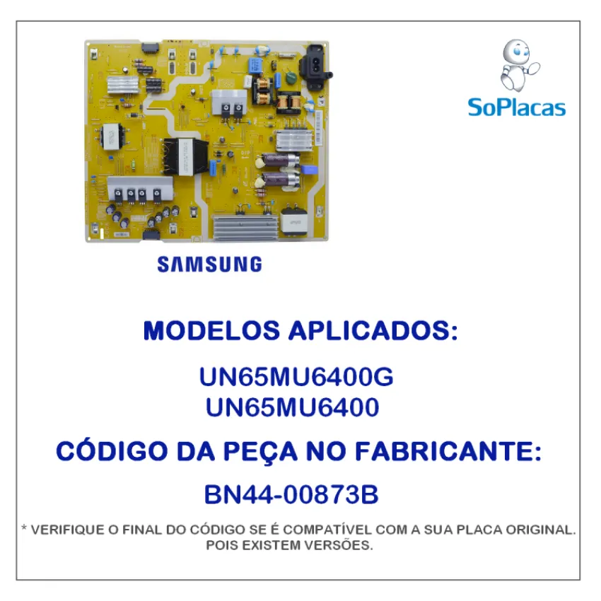 PLACA FONTE SAMSUNG BN44-00873B UN65MU6400G UN65MU6400 - ORIGINAL