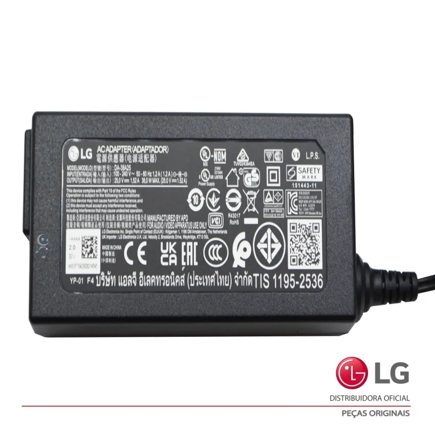 FONTE EXTERNA LG DA-38A25 100-240V 50-60Hz 1.2A 25V - 1.52A | 25VOLTS | EAY64290801