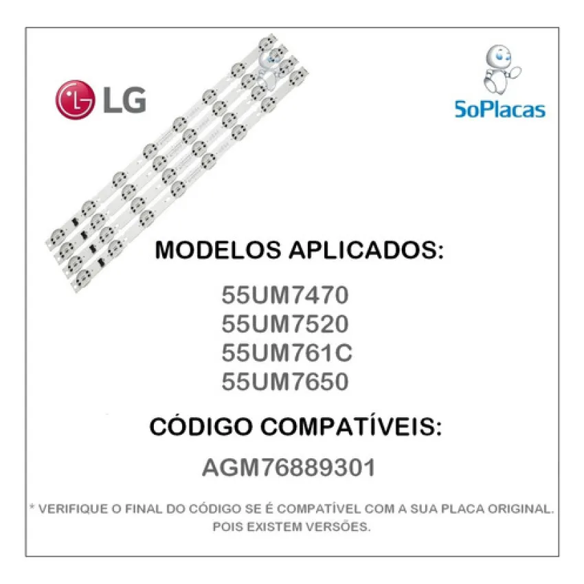 KIT BARRAMENTO LG 55UM7470 55UM7520 55UM761C 55UP7550 55UP751C 55UT660H AGM76889301 AGM76689202 AGM76889302 AGM76931101