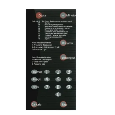MEMBRANA MICROONDAS BRASTEMP BMP31 BMP 31 / COM DOURADOR  (PRETA)