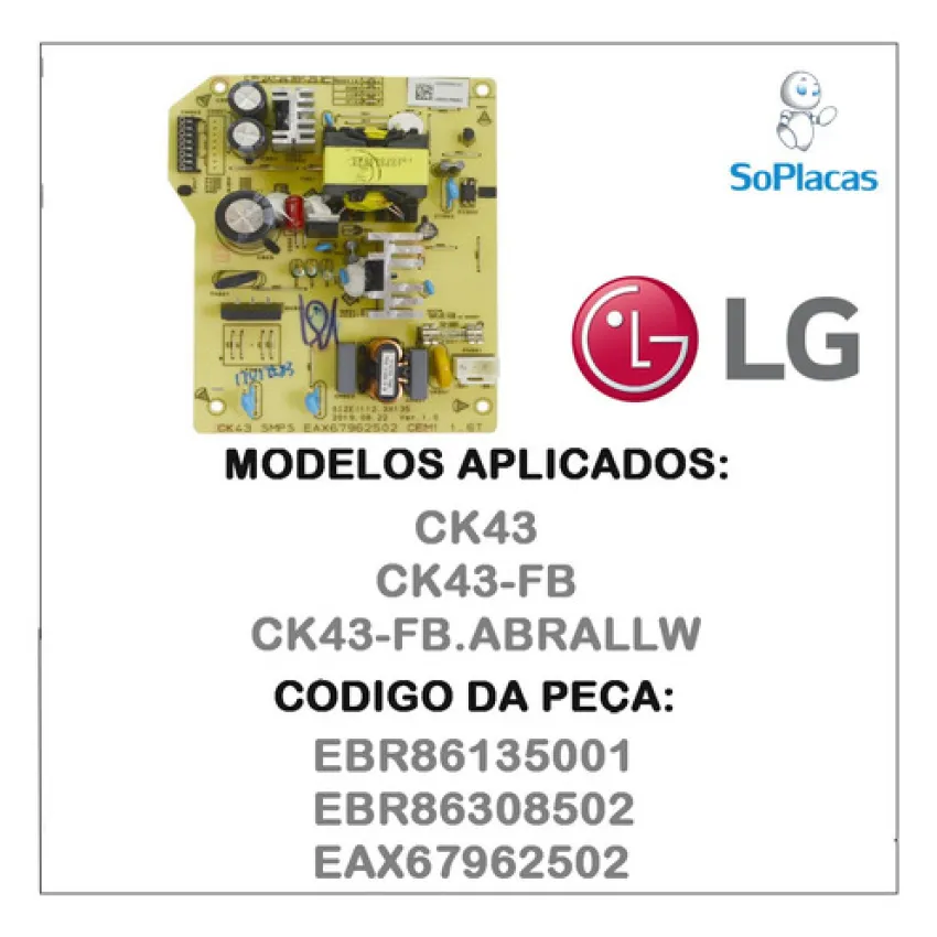 PLACA FONTE LG CK43 EBR86135001 EBR86308502 CRB38604301 EAX67962502 | ORIGINAL