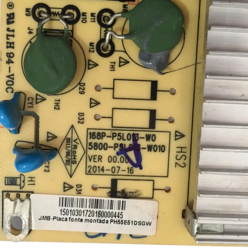 PLACA FONTE PHILCO PH55E51DSGW 5800-P5L013-W010 168P-P5L013-W0 - SEMI NOVA