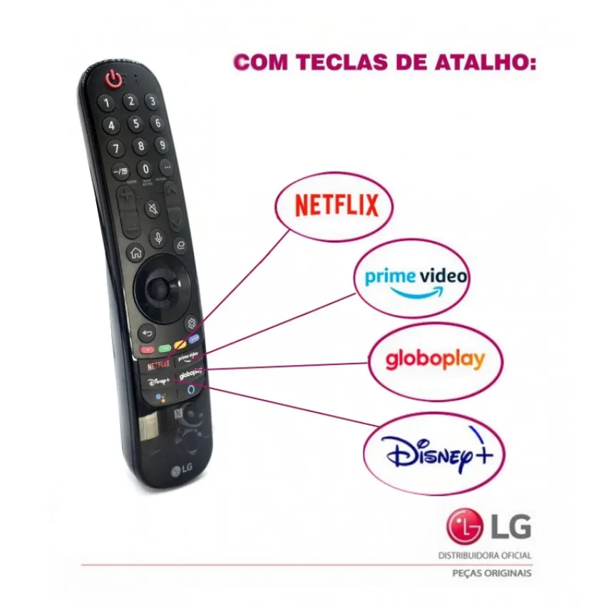 CONTROLE REMOTO MAGIC LG AN-MR21GA MR21GC AKB76036203 AKB76036503 AKB76039703 AKB76039704 *NETFLIX PRIME VÍDEO DISNEY+