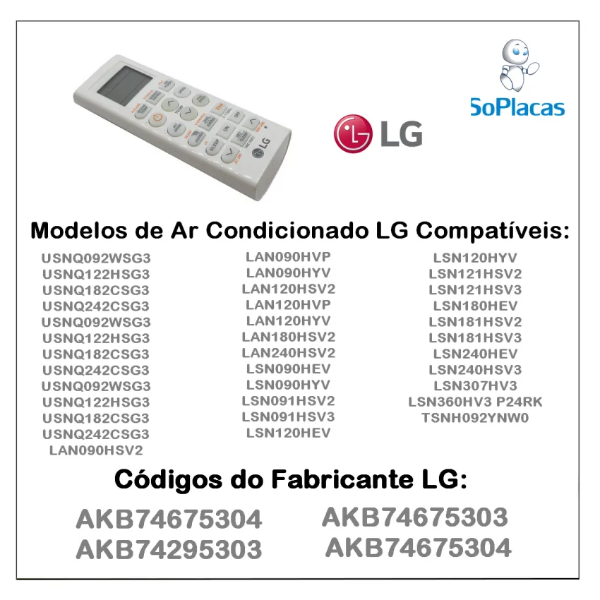 CONTROLE REMOTO AR CONDICIONADO LG ASNW092BRG2 ASNW122BRG2 AKB74375403 AKB74675304 NOVO - ORIGINAL