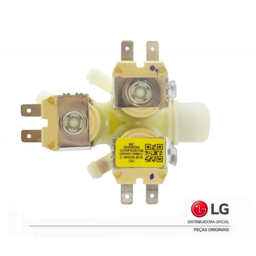 VÁLVULA DE ENTRADA 3 VIAS LAVA E SECA LG 220V 5220FR2075B - ORIGINAL