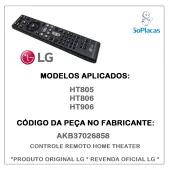 CONTROLE REMOTO HOME THEATER LG HT805 HT806 HT906 AKB37026858 AKB37026865- ORIGINAL