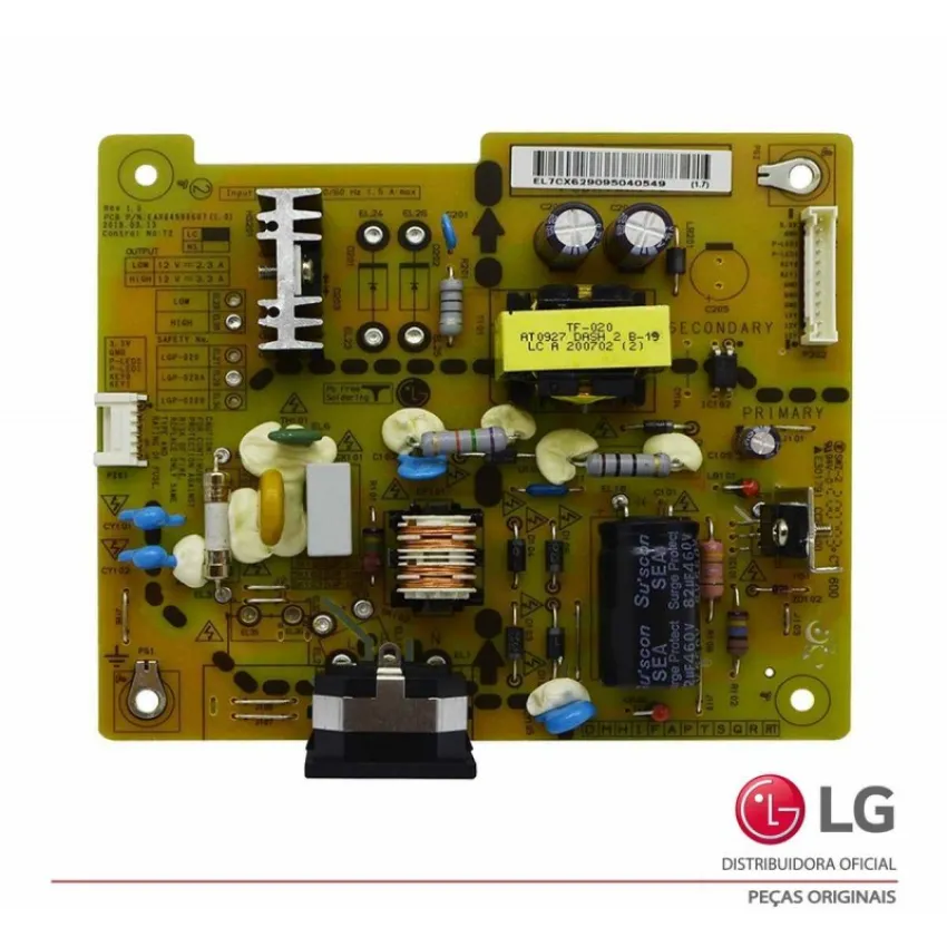 PLACA FONTE LG 22SM3B-B 22SM3G-B 24BN650U-B 24GM79G-B EAY62909502 EAY62909504 EAX64998607 - ORIGINAL