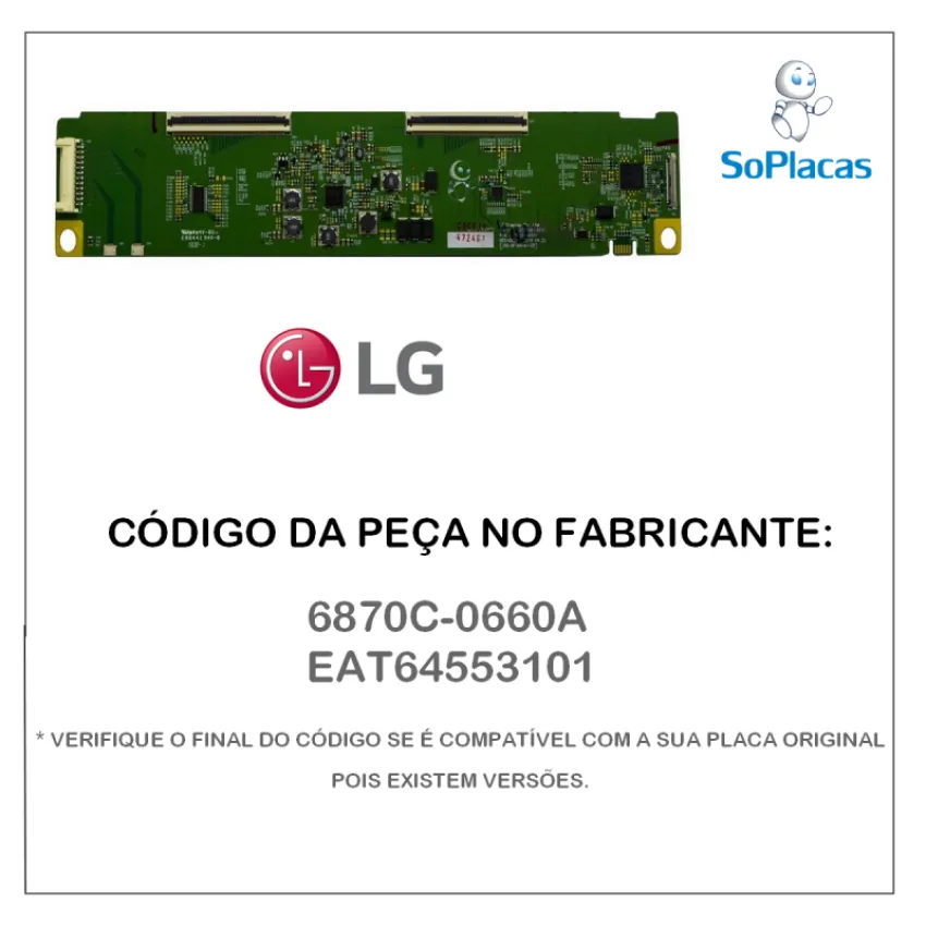PLACA T-CON LG 6870C-0660A EAT64553101 | ORIGINAL