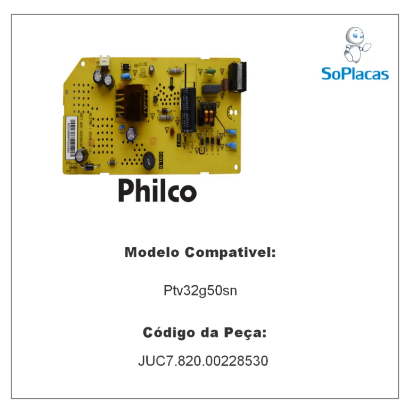 PLACA FONTE PHILCO PTV28G50SN PTV32G50SN PTV32G60SNBL JUC7.820.00228530 HLS78D-i - ORIGINAL