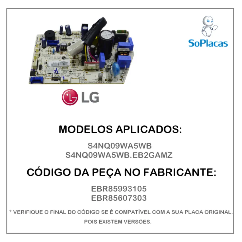 PLACA PRINCIPAL EVAPORADORA AR CONDICIONADO LG S4NQ09WA5WB EBR85993105 EAX35907219 NOVA | ORIGINAL