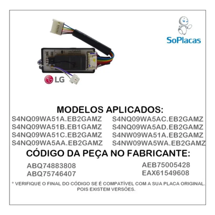 PLACA DISPLAY EVAPORADORA AR CONDICIONADO LG ABQ74883808 EAX61549608 | ORIGINAL