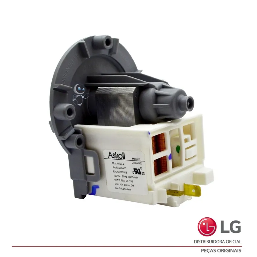 Eletrobomba | Bomba De Drenagem Lava E Seca Lg 127v/45w M120-2 Rt090400 Eau61383518 | Original