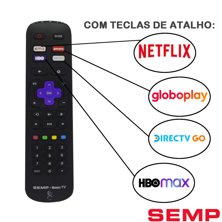 CONTROLE REMOTO TCL/SEMP ROKU TV RC-NW3226001120 32R5500
