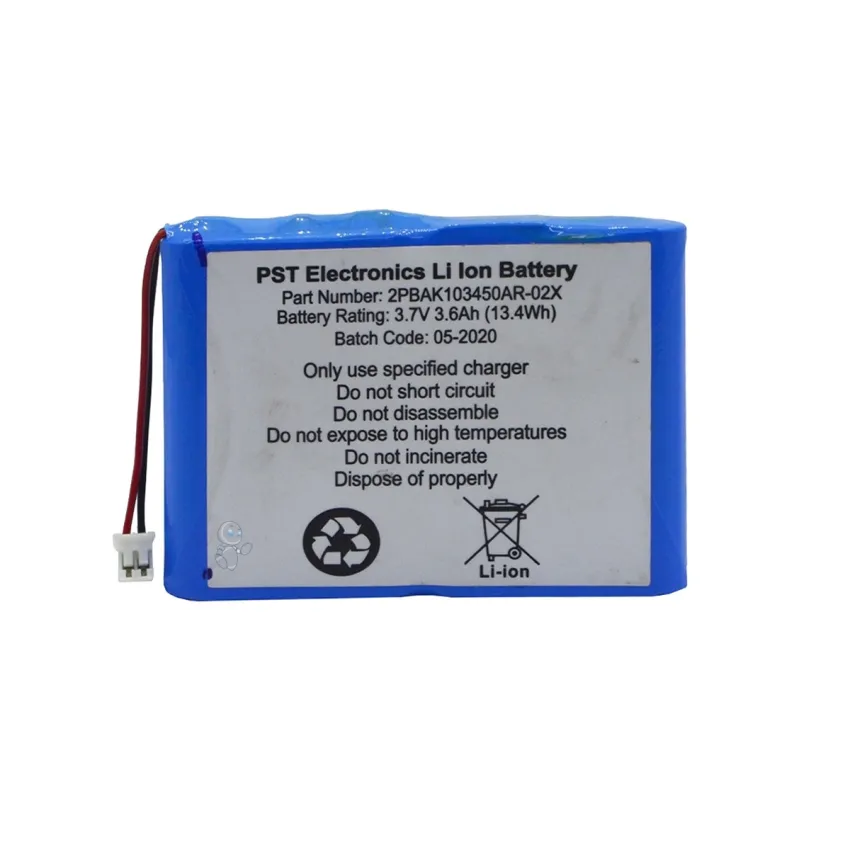 Bateria 3.7v 3.6Ah (13.4Wh) Litio Recarregavel  2PBAK103450AR-02X -  10m x 50m x 67m
