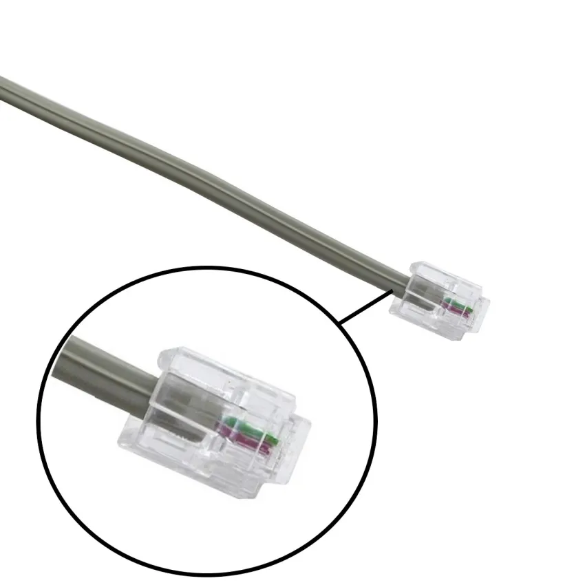 FIO DE TELEFONE | CABO TELEFÔNICO 1,5M PLUG 2 VIAS (CINZA)