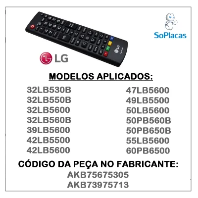 CONTROLE REMOTO LG 32LB530B 32LB550B 32LB560B 32LB5600 AKB75675305 | ORIGINAL