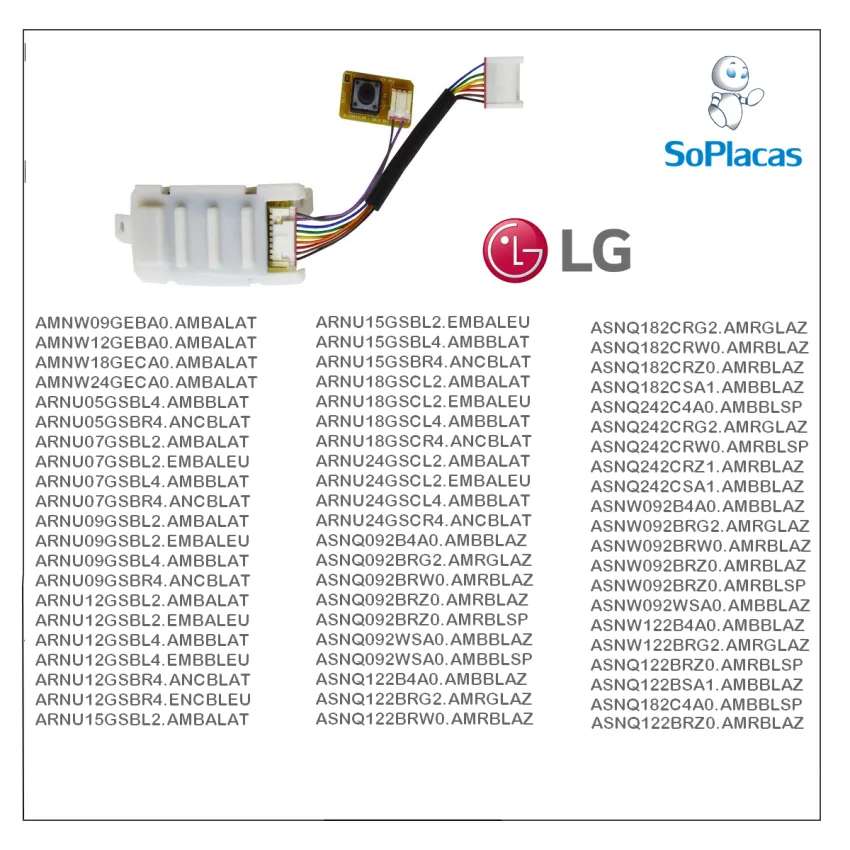 PLACA DISPLAY EVAPORADORA LG COM ALOJAMENTO  ABQ73301301 - ORIGINAL