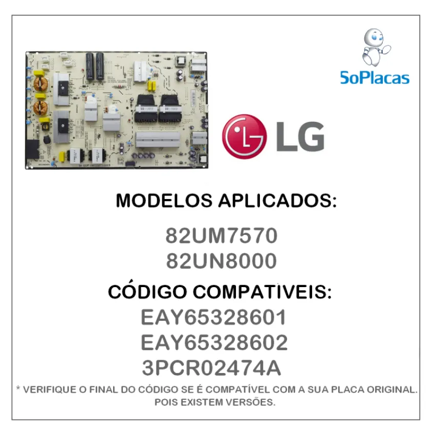 PLACA FONTE LG 82UM7570 82UN8000 EAY65328601 EAY65328602 3PCR02474A | ORIGINAL