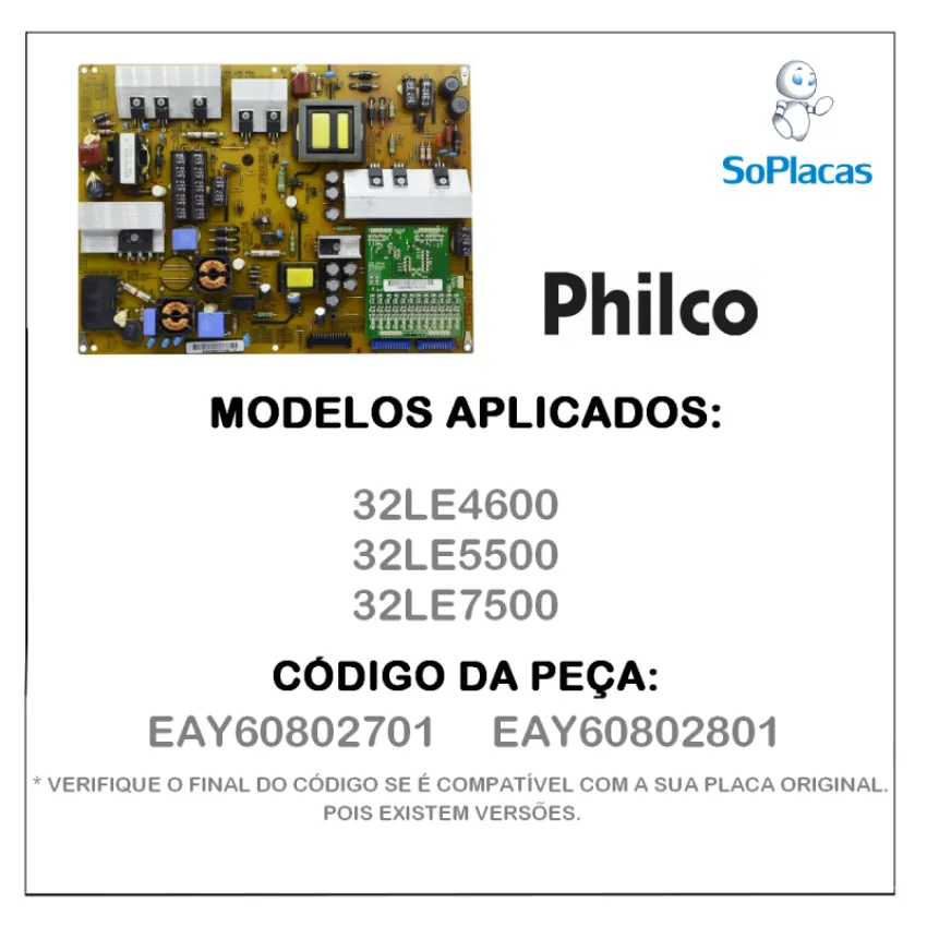 PLACA FONTE LG 32LE4600 32LE5500 32LE7500 EAY60802701 | ORIGINAL