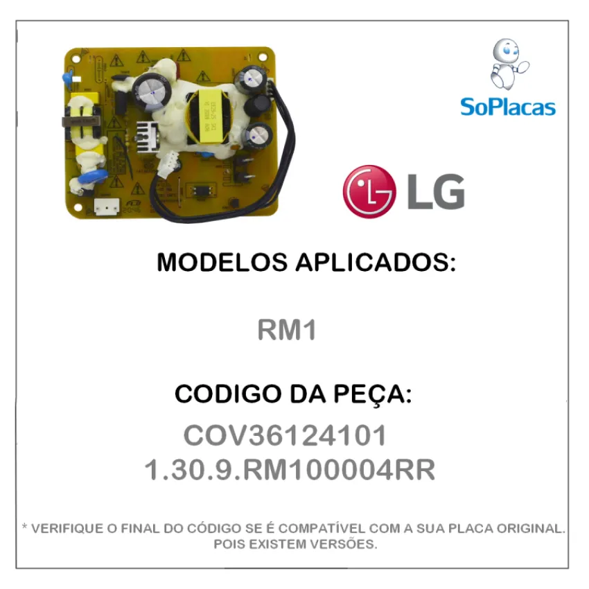 PLACA FONTE LG XBOOM RM1 COV36124101 1.30.9.RM100004RR - ORIGINAL