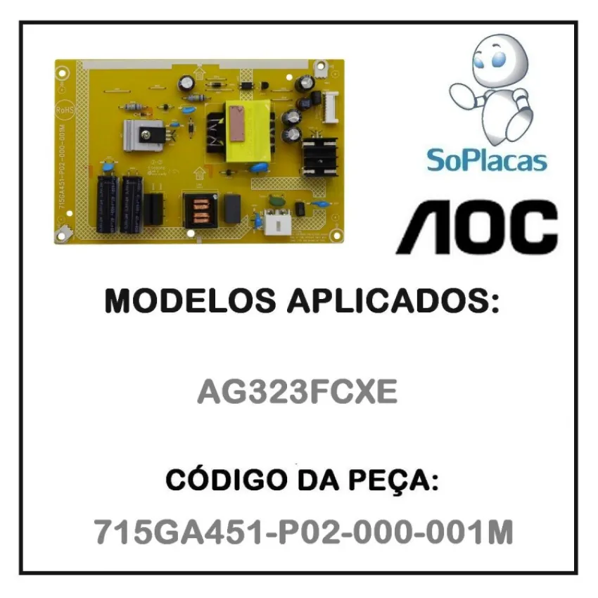 PLACA FONTE AOC AG323FCXE 715GA451-P02-000-001M | ORIGINAL