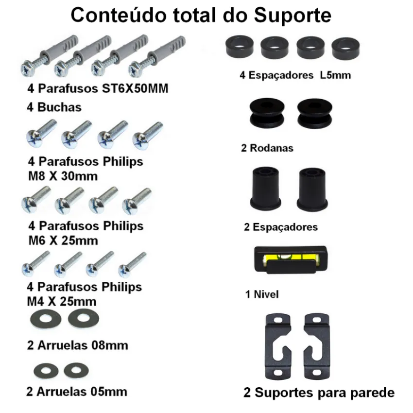SUPORTE ULTRA MULTIVISÃO FIXO PARA TV DE 14" A 85"  - PRETO