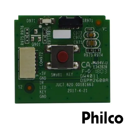 PLACA DO SENSOR / BOTÃO POWER PHILCO PTV32G50 PTV32G70 JUC7.820.00181663 - ORIGINAL