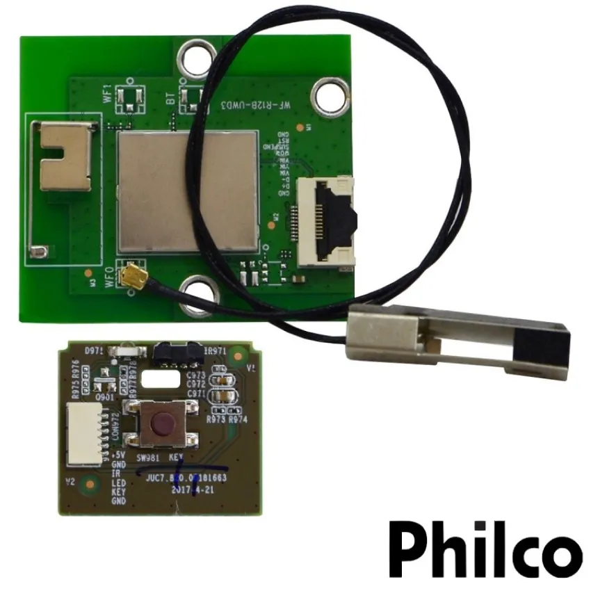 PLACA MODULO WIFI + BOTÃO POWER SENSOR PHILCO PTV32G70RCH WF-R12B-UWD3 JUI7.820.0297-7 JUC7.820.00181663 | ORIGINAL