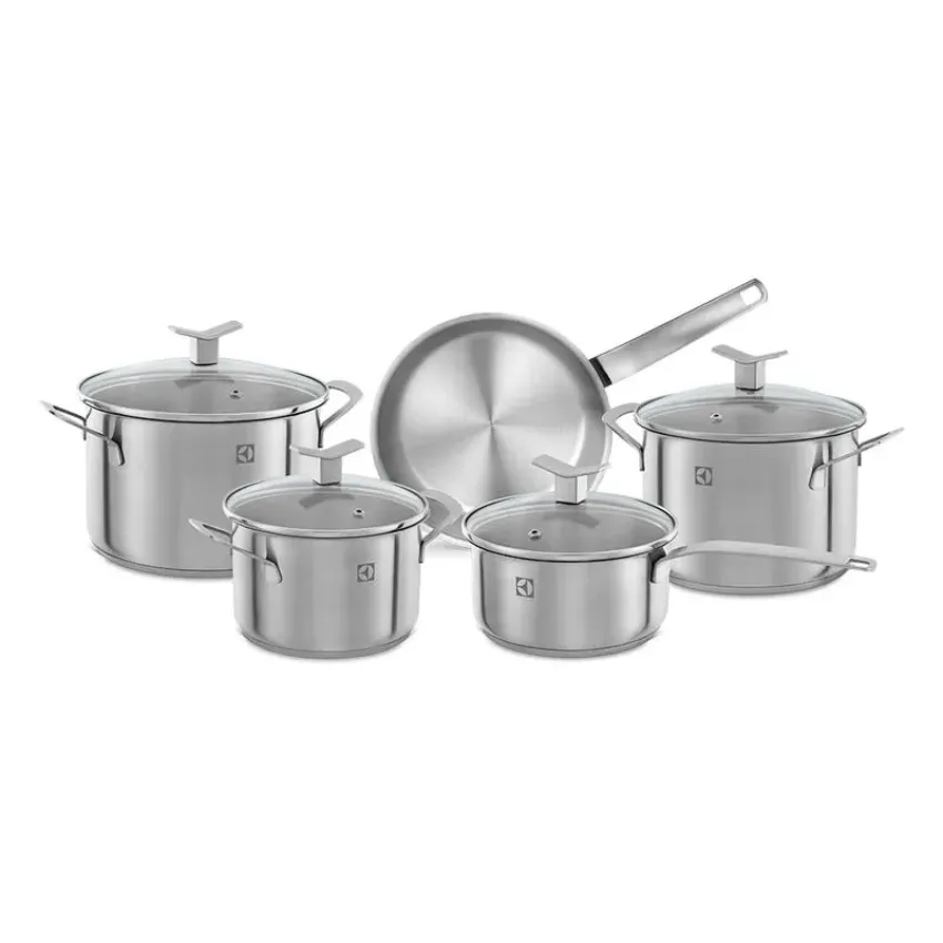 CONJUNTO DE PANELAS INOX 5 PEÇAS ELECTROLUX DESIGN EM AÇO INOXIDÁVEL | A18778801
