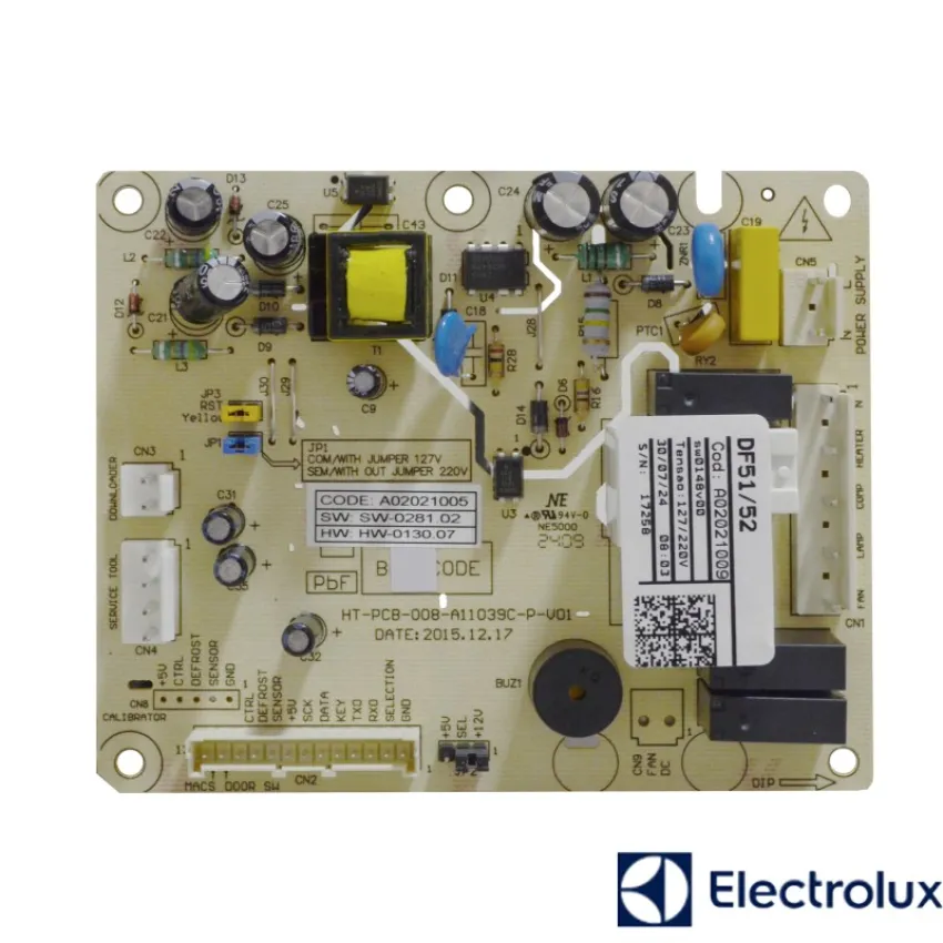 PLACA POTÊNCIA GELADEIRA ELECTROLUX DF51 DF51X DF52 DF52X DFN52 DFW52 DW52X | A02021009