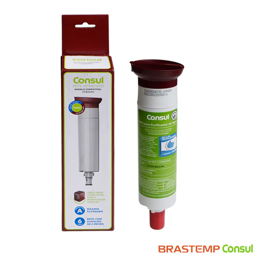 FILTRO DE ÁGUA REFIL W11601002 CONSUL PURIFICADOR DE ÁGUA CPB33AV CPB33AVVNA | VERMELHO | ORIGINAL