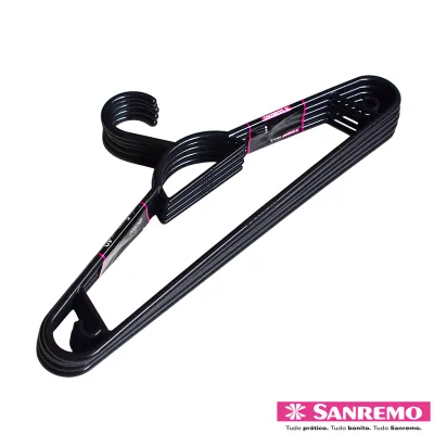 KIT 5 CABIDES PLÁSTICO ADULTO 40CM EASY SANREMO COR PRETO (PR9105/5CD)