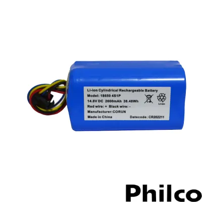 BATERIA LÍTIO ROBO ASPIRADOR PHILCO 14.8V 2600MAH 38.48WH MODELO: 18650 4S1P PAS09C PAS16C | ORIGINAL