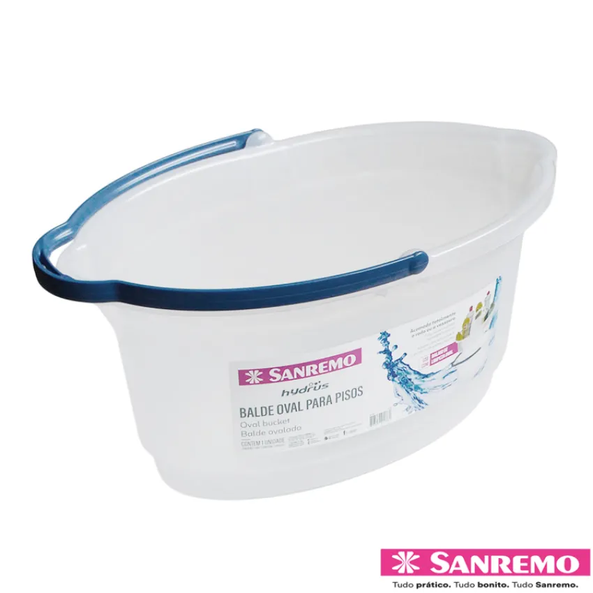 Balde Oval 14 Litros De Limpeza Transparente Hydrus Sanremo Cor Transparente (Cód:237)