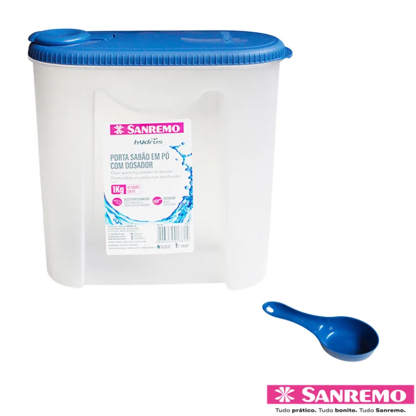 POTE PORTA SABÃO EM PÓ 1KG C/ TAMPA E DOSADOR (267)