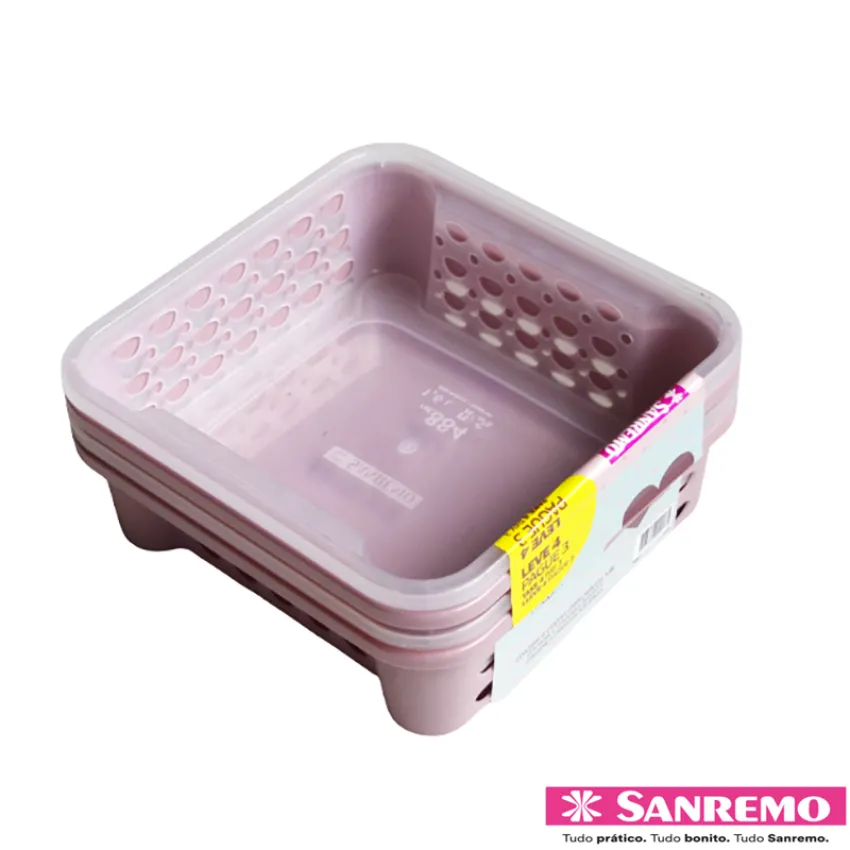 KIT CESTO ORGANIZADOR PLASTICO EMPILHAVEL DE 1,6 Litros C/ 4 UNIDADES (SR884/7)