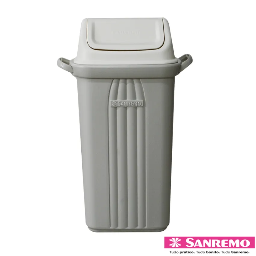 LIXEIRA PLASTICA COM BASCULANTE SANREMO 30L - COR BEGE  (283)