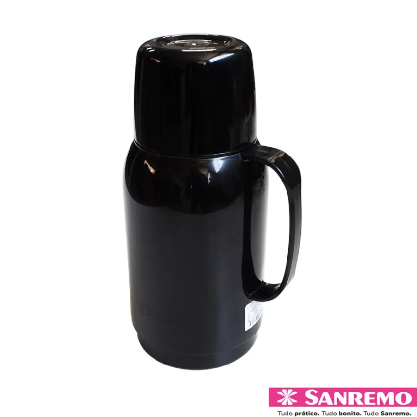 Garrafa Térmica Sanremo 750ml Gostar SR1017/1 – Cor: Preto – Prática e Resistente