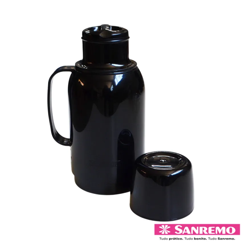 Garrafa Térmica Sanremo 750ml Gostar SR1017/1 – Cor: Preto – Prática e Resistente