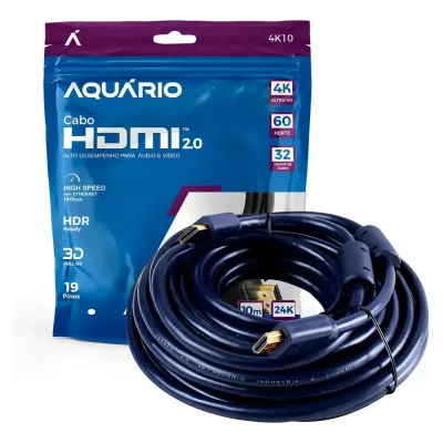 CABO HDMI 2.0 4K 3D 19 PINOS AQUARIO 10 METROS (4K10)
