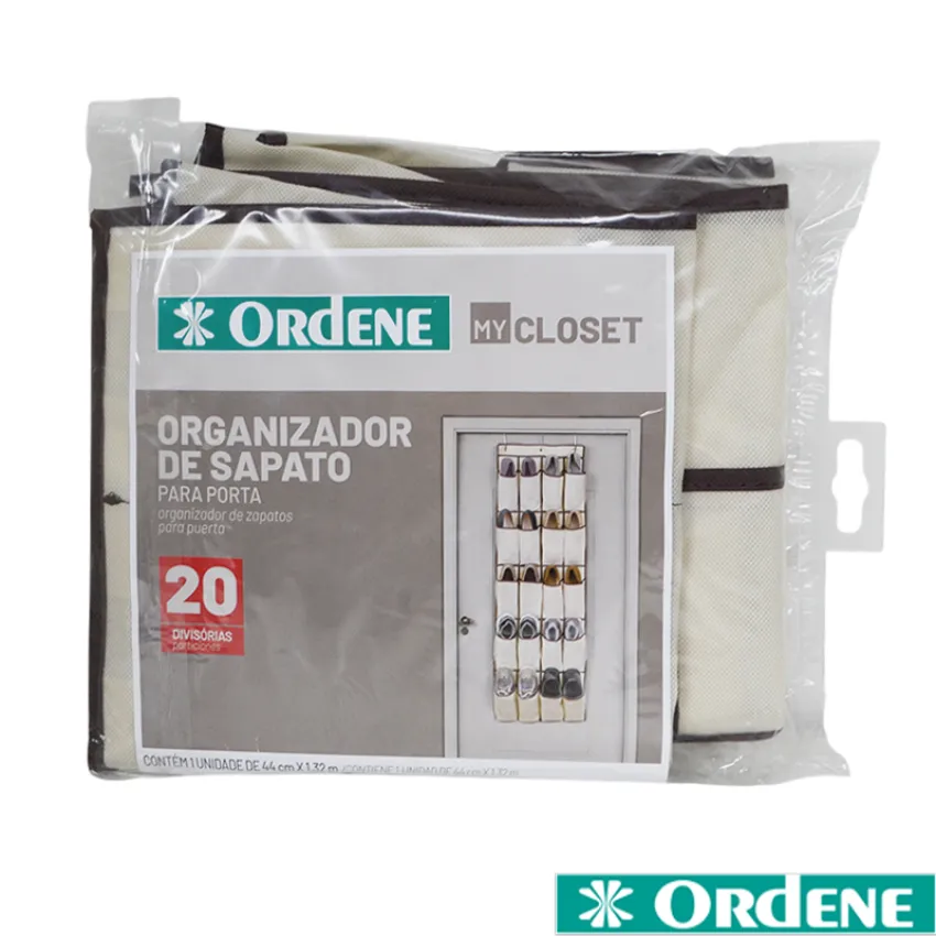 Organizador de Sapatos para Porta 20 Divisórias Ordene - OR61300 - Cor: Bege
