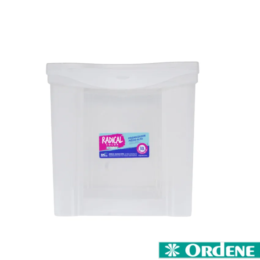 Caixa Organizadora Plástica Transparente Alta 30L Ordene - (21201)