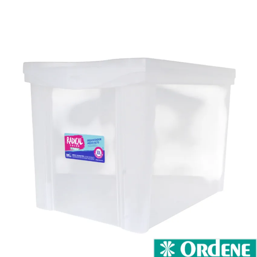 Caixa Organizadora Plástica Transparente Alta 30L Ordene - (21201)