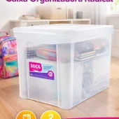 Caixa Organizadora Plástica Transparente Alta 30L Ordene - (21201)