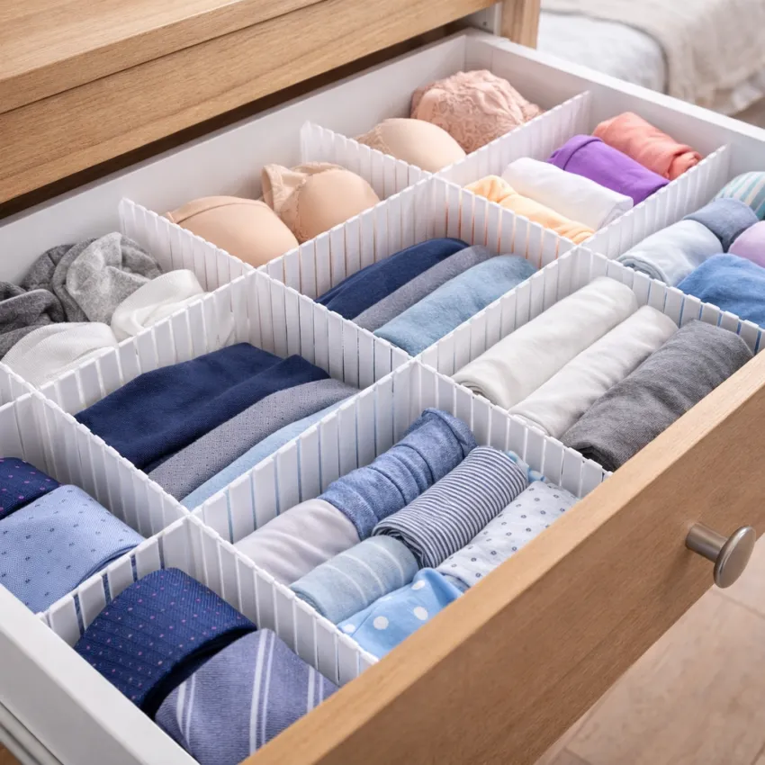 Organizador de Gavetas Ordene com 5 Divisórias - Plástico - Cor: Branco - OR60900